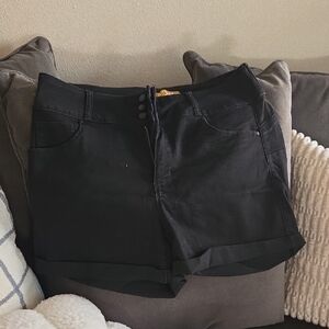 Wax Jean High Waist Dark Denim Shorts